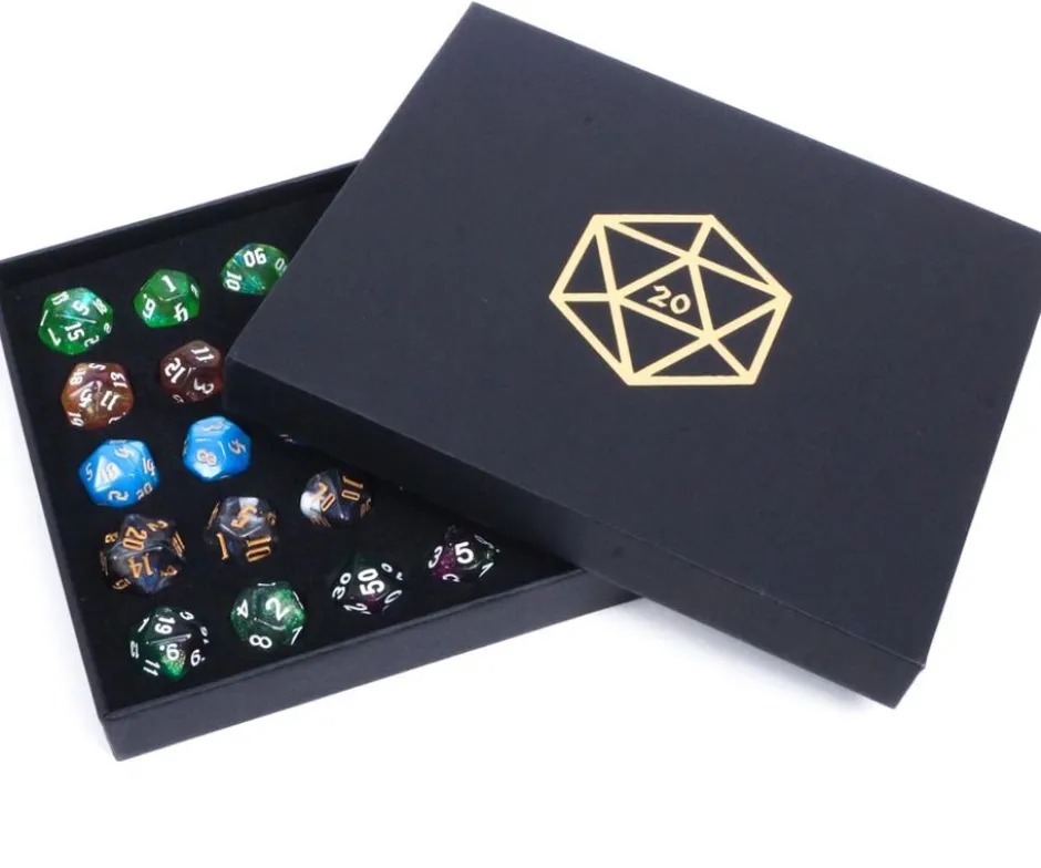 Coffret Surprise : 5 sets de 7 dés Acryliques