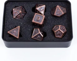 Dés Métal - Lot de 7 dés (16mm) avec boite en métal- Devil Eye Bronze