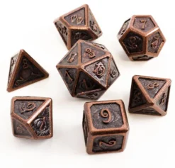Dés Métal - Lot de 7 dés (16mm) avec boite en métal- Devil Eye Bronze