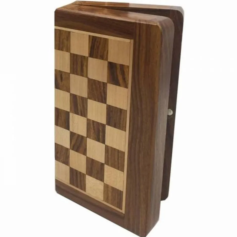 Jeu d'Échecs Pliable et Magnétique en Bois (25cm)