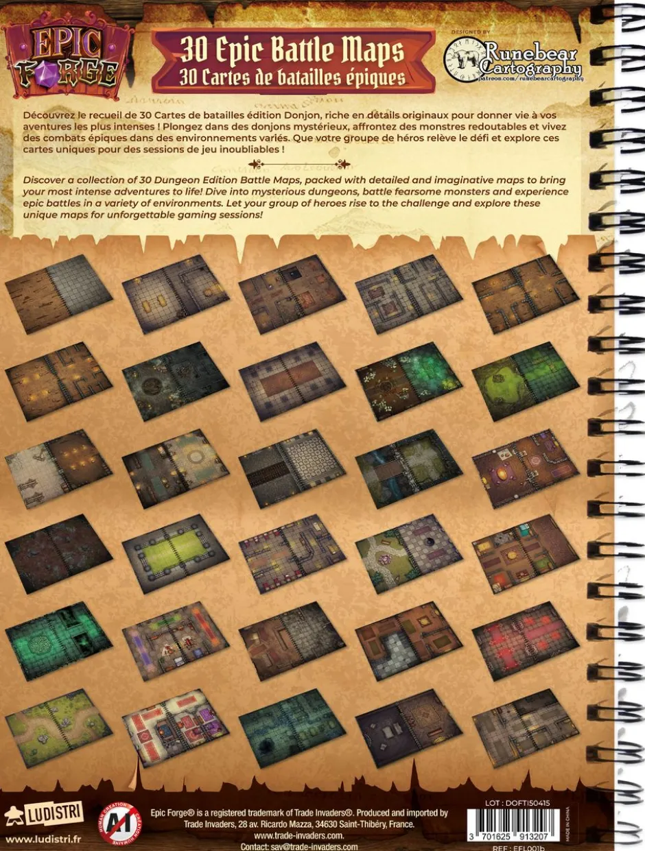 Livre plateau de jeu : Cartes de Bataille Épiques Donjon Taille L