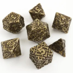 Lot 7 dés métal 16mm (boite métal) - Interlace Gold