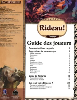 Pathfinder 2 - Guide du joueur de Rideau !