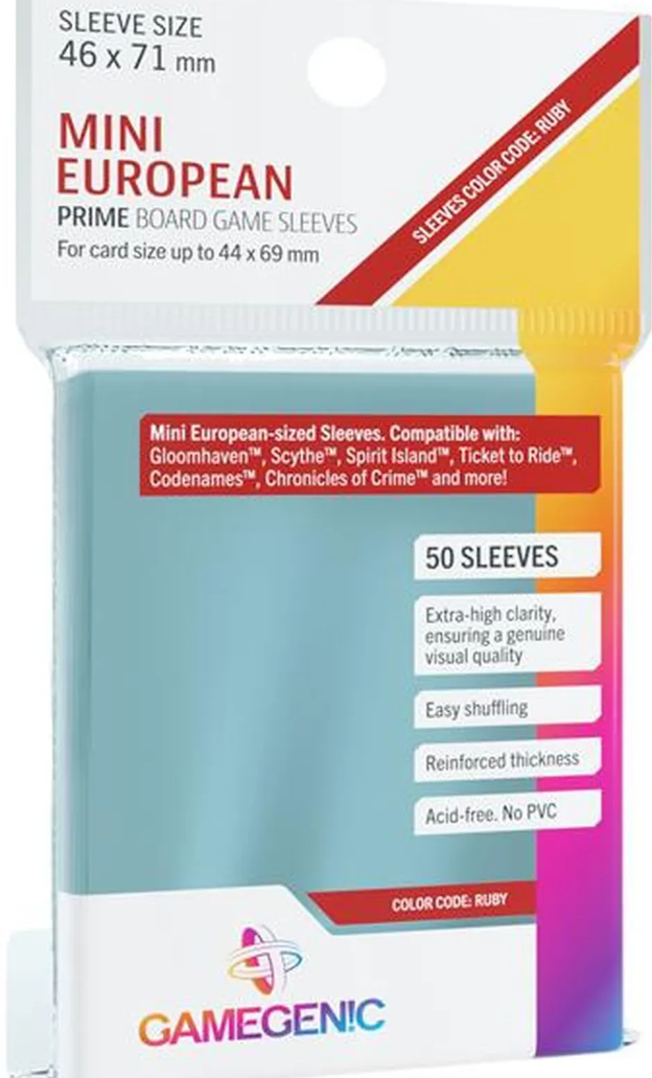 Protège-cartes : Gamegenic Mini European Prime Sleeves (46x71mm)