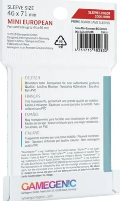 Protège-cartes : Gamegenic Mini European Prime Sleeves (46x71mm)
