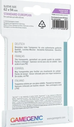 Protège-cartes : Gamegenic Standard European Prime Sleeves (62x94mm)