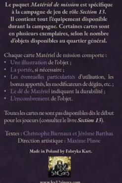 Section 13 : Matériel de mission