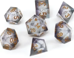 Set de dés - angles acérés - Coeur Liquide Brillant : Gris