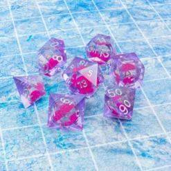 Set de dés - angles acérés - Coeur Liquide Brillant : Rose