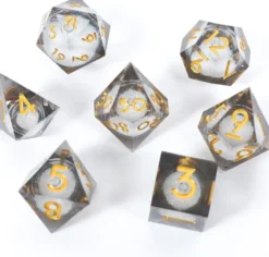 Set de dés - angles acérés - Coeur Liquide Brillant : Gris