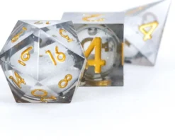 Set de dés - angles acérés - Coeur Liquide Brillant : Gris