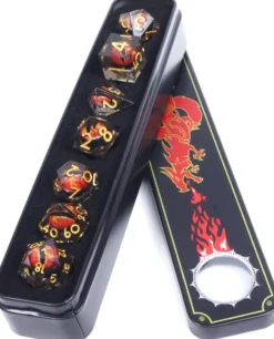 Set de dés - angles acérés - Oeil de Dragon Rouge dans dé Gris