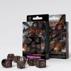 Set de dés : Dragons Obsidian (Black / Copper / modern d4)