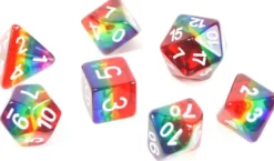 Set de dés fantaisie : arc-en-ciel transparents
