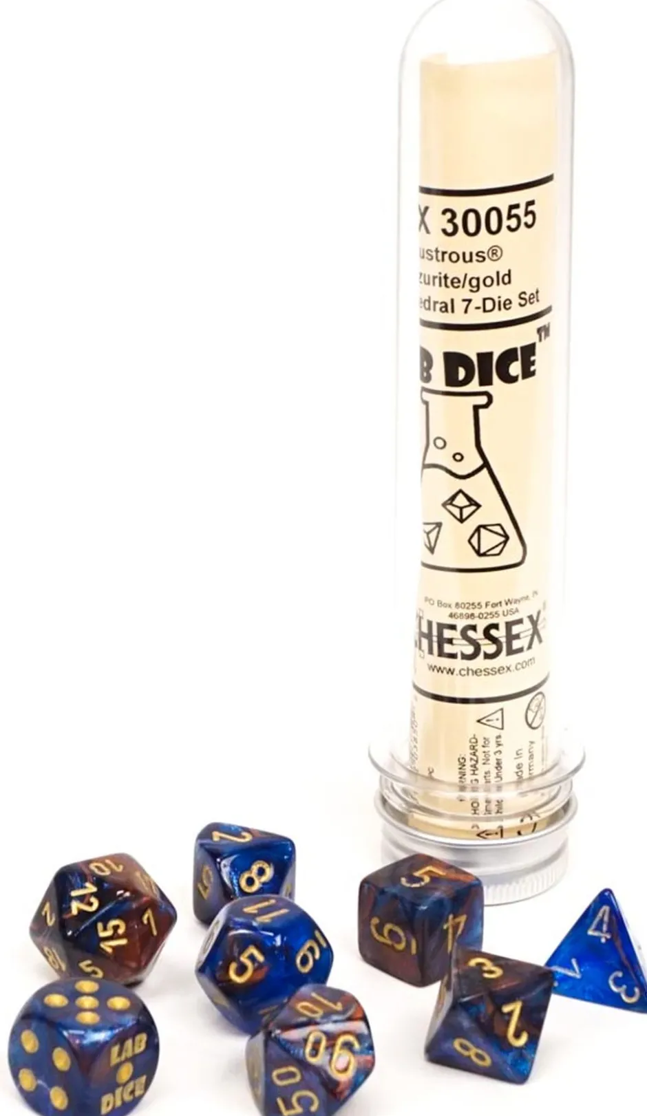 Set de dés : Lab Dice Lustrous Azurite / Gold CHX30055