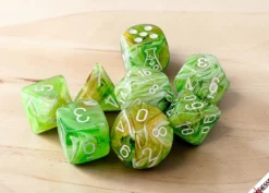 Set de dés : Lab Dice Marble Vert Acide / Blanc CHX30077