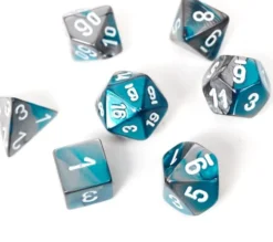 Set de dés : Mini-Polyhedral Gemini Steel-Teal/white CHX20656