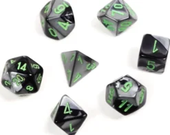 Set de dés : Mini-Polyhedral Gemini Black-Grey/green CHX20645