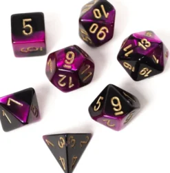 Set de dés : Mini-Polyhedral Gemini Black-Purple/gold CHX20640