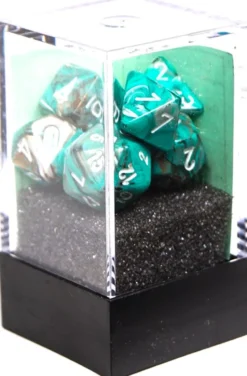 Set de dés : Mini-Polyhedral Marble Oxi-Copper/white CHX20403