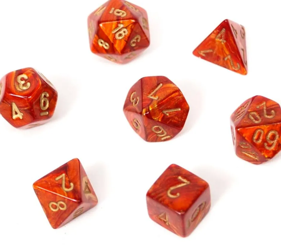 Set de dés : Mini-Polyhedral Scarab Scarlet/gold CHX20414