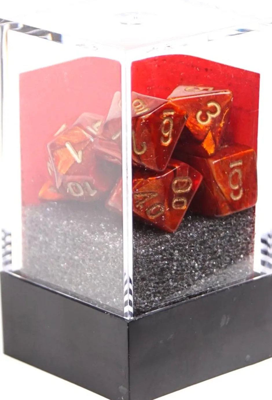 Set de dés : Mini-Polyhedral Scarab Scarlet/gold CHX20414