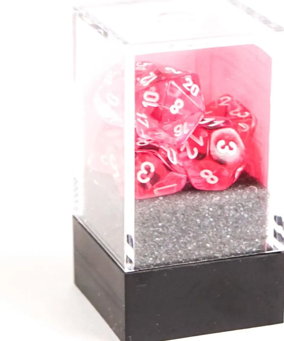 Set de dés : Mini-Polyhedral Translucent Pink/white CHX20384