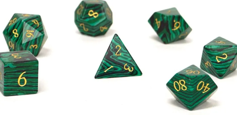 Set de dés minéraux : Malachite
