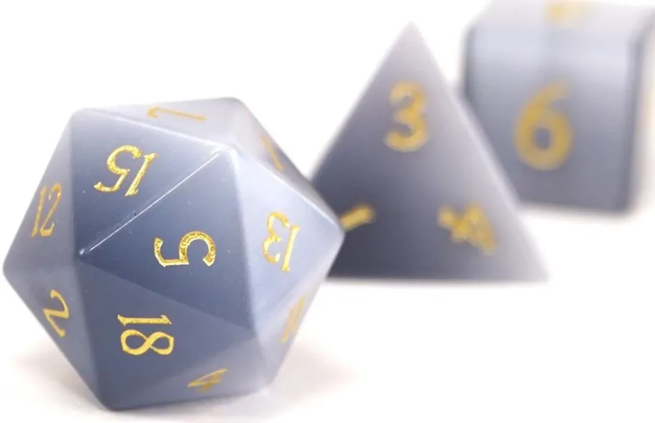 Set de dés minéraux : Opale Grise