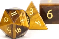 Set de dés minéraux : Tigerite (oeil de tigre)