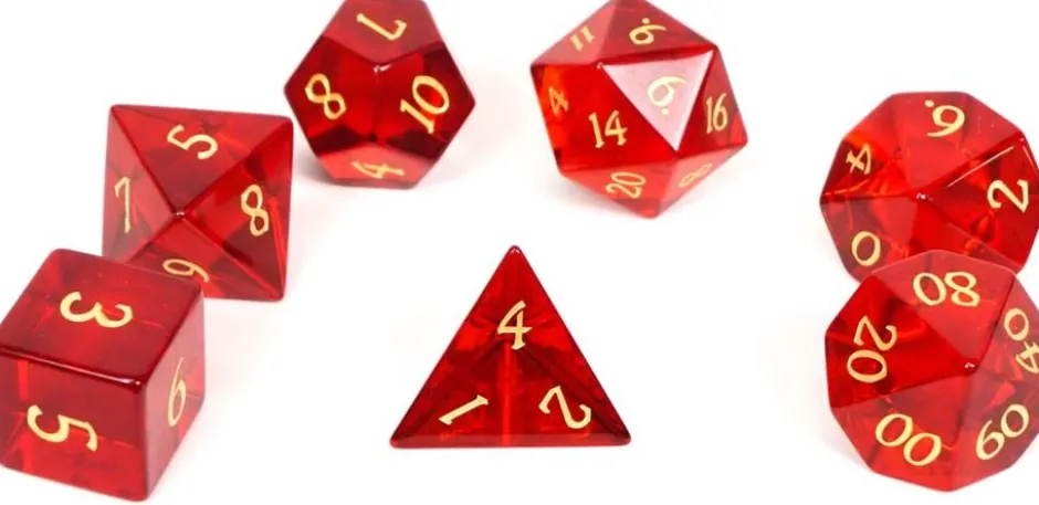 Set de dés minéraux : Verre Rouge