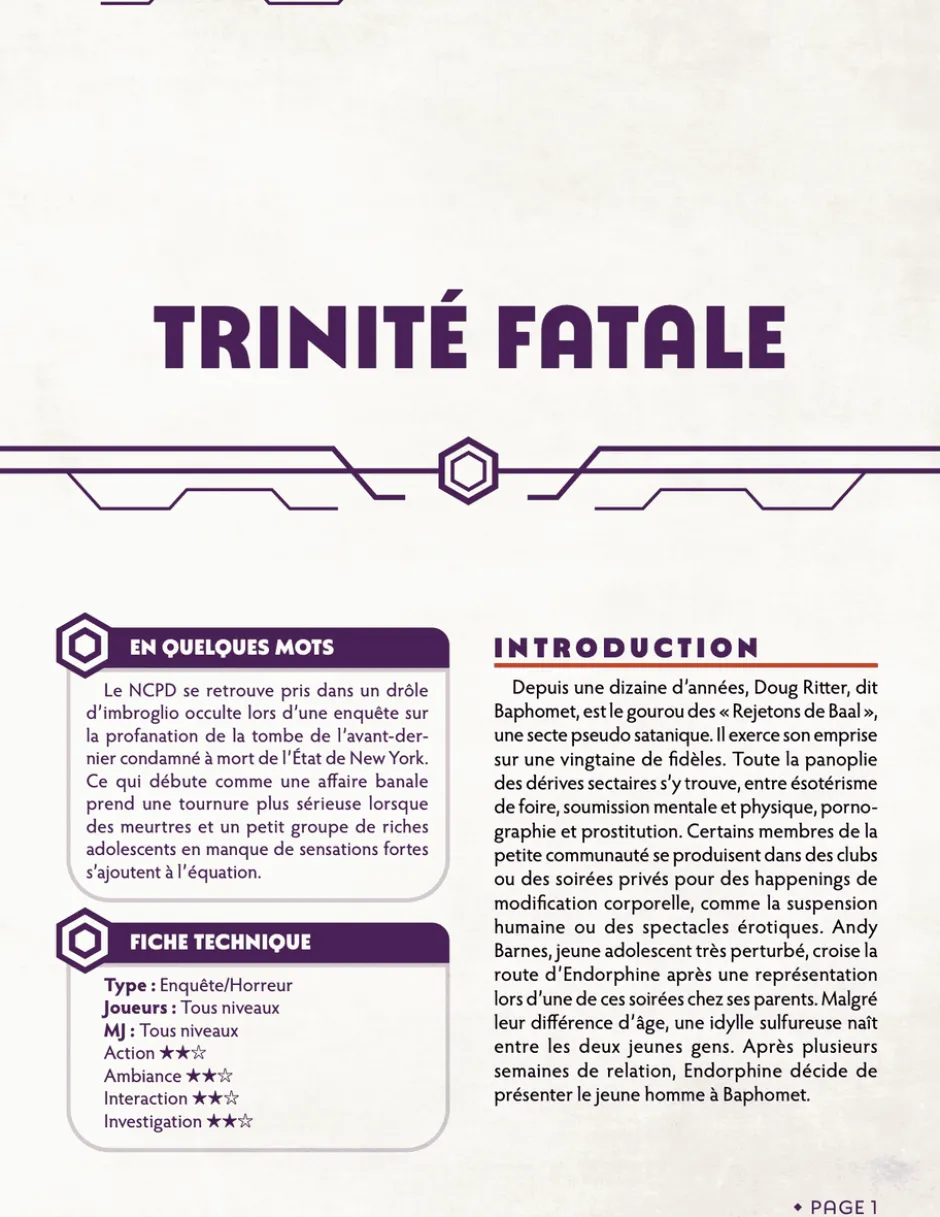 Trinité fatale - Chroniques Oubliées Contemporain 2ème édition