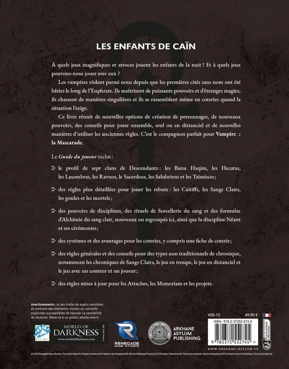 Vampire La Mascarade V5 : Guide du joueur
