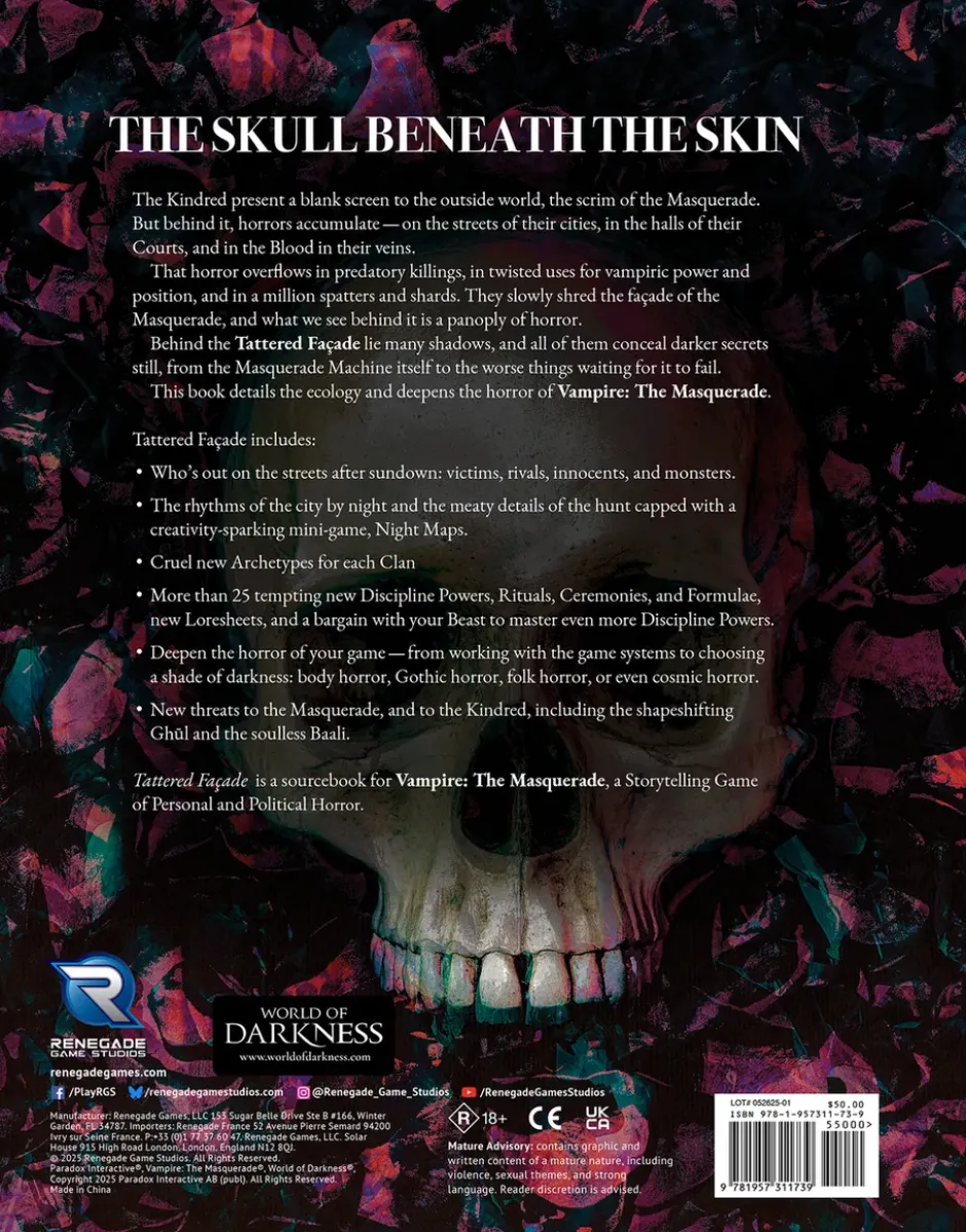 Vampire The Masquerade 5th Edition: Tattered Facade Sourcebook VO