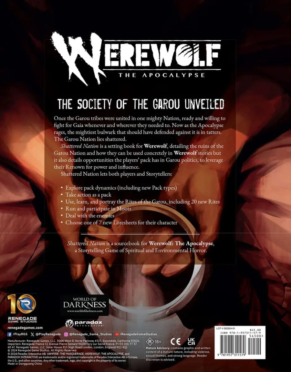 Werewolf The Apocalypse: Shattered Nation Sourcebook VO